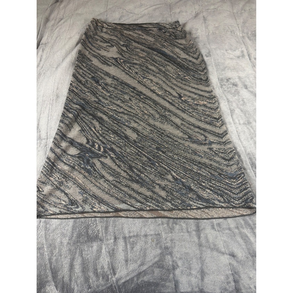 Peruvian Connection Womens Marbled Knit Midi Skirt Gray Black Tan Size M Peru